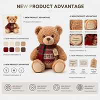 Ours en peluche de Noël personnalisé avec écharpe, collection de jouets en peluche, poupée de Noël personnalisée, peluche OEM pour cadeau de fêtes, mascotte de marque, faible MOQ