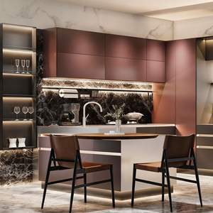 Gabinetes de Cocina Modulares Modernos de Lujo 2025, Isla con Almacenamiento Inteligente, Acabado de Laca de Alto Brillo, Opciones de Mármol/Laminado, para Villa - Product Image 5