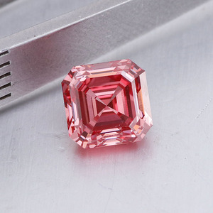 โปรวองซ์พลอยได้รับการรับรอง2.03ct Asscher ตัดแฟนซีสีชมพูเข้มปลูกในห้องปฏิบัติการ CVD สร้างหลวม