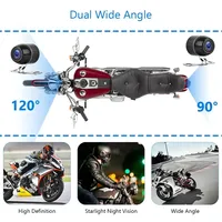 Layar IPS 1080P Tahan Air Kamera Dasbor Sepeda Motor Lensa Ganda Kamera Depan/Belakang Kaca Spion Perekam Video DVR Moto Penglihatan Malam