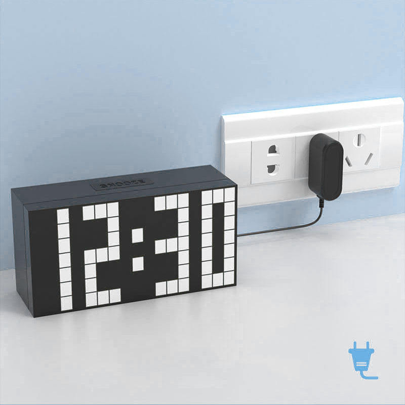 YIZHI 4 หลักห้องนั่งเล่นเดสก์ท็อปเด็กดิจิตอลอิเล็กทรอนิกส์นาฬิกาปลุกจัมโบ้ LED Snooze โต๊ะผนังนาฬิกาปลุกพิกเซลขนาดใหญ่