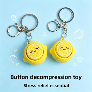 PVC Lemon Stress Relief Toy <b>Keychain</b> Simulated Lemon Button Decompression Toy for Unisex Ages 14+ - Product Image 2