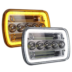 Feux avant LED super lumineux de 7 pouces, 55W, faisceau haut et bas, DRL, halo, yeux d'ange, phares carrés pour Jeep Truck - Product Image 1