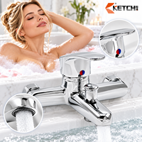 Robinet de baignoire en alliage de zinc chromé avec levier unique et connecteur de tuyau de douche