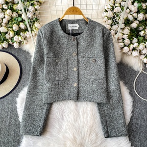 Damen Herbst-Winter Neuer Einreihiger Kurzer Mantel mit Langen Ärmeln im Temperamentvollen Stil - Product Image 1