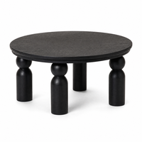 Table basse ronde moderne Wabi Sabi noire à quatre pieds, table d'appoint pour salon, décoration intérieure de la maison