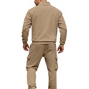 Conjunto de Sudadera con Cuello Alto y Cierre de Cremallera para Hombre, Pantalones Deportivos, Color Sólido, Chándal Informal para Otoño, Tejido FRENCH TERRY - Product Image 3