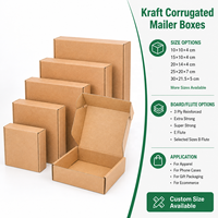 Boîtes d'expédition en carton ondulé kraft avec logo personnalisé, vente en gros, auto-scellantes, pour vêtements, étuis de téléphone, e-commerce