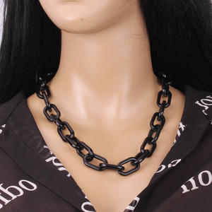 Punk Hip Hop Style Clavicle Chain <b>Necklace</b> Acrylic Oval Link Women's Party Jewelry Fashion <b>Statement</b> Accessory - Product Image 1