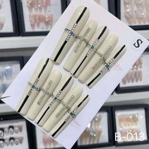 Venta caliente de lujo francés Gel Nail Set hecho a mano de alta calidad de diamantes de imitación a presión uñas largas exquisito diseño Sexy caro - Product Image 5
