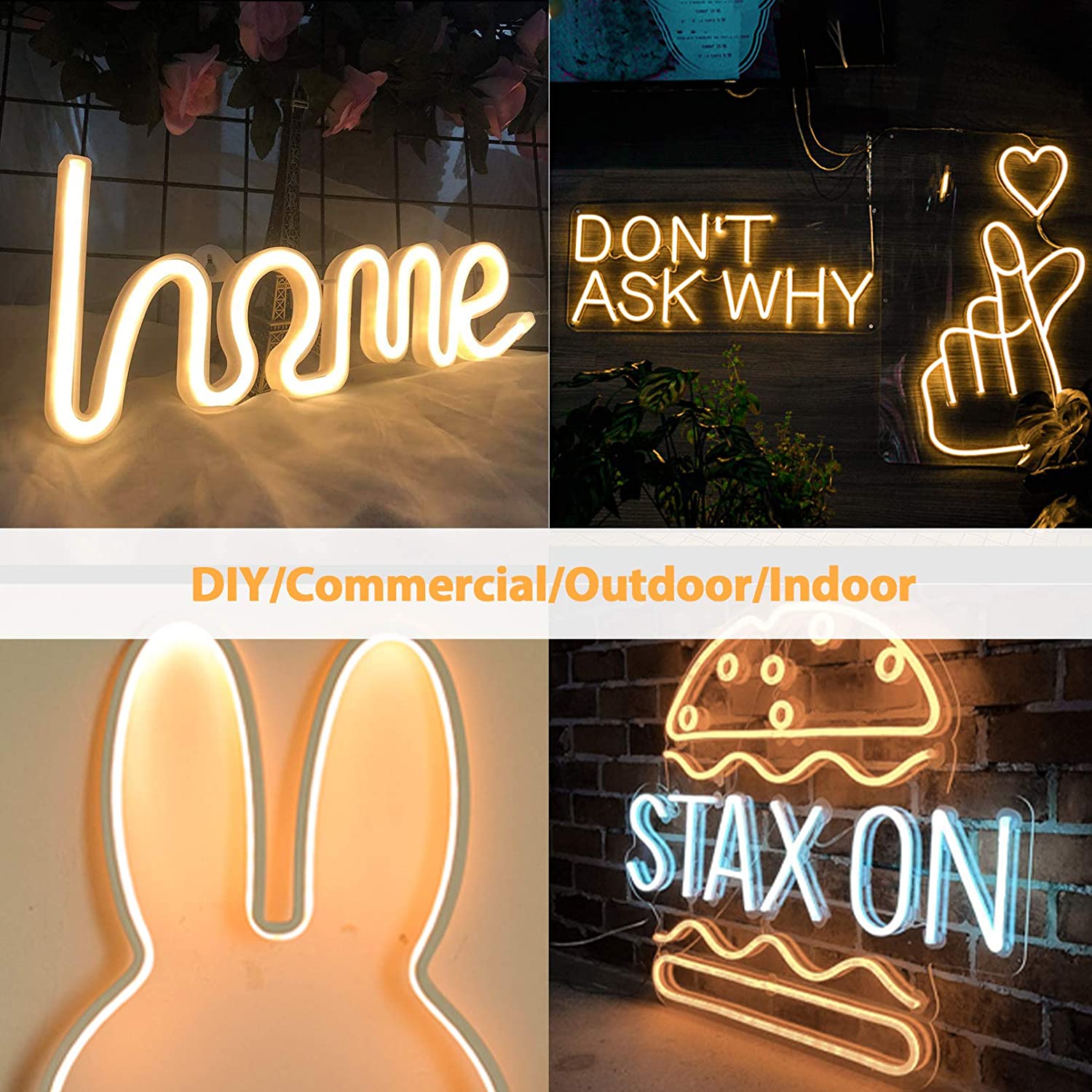 Rope Lamp 12v Silicone Custom  Decoration Sign Letter LED Neon Sign