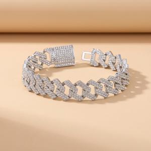 Bracelet gourmette cubaine de luxe en argent, faible MOQ, réponse rapide, pour hommes, style hip-hop, cadeau de fiançailles et de mariage - Product Image 6
