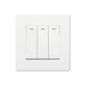 White Plastic 3 gang 1 way electrical Embedded installation UK vintage wall switch Saudi Arabia villa 16A 250V