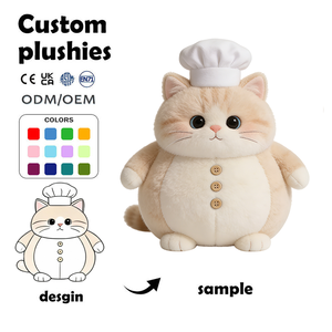 Maßgefertigte Dicke Katzen-Kochpuppe mit Kleid, Ultra-Weiches Plüschtier, Süßes Katzen-Geschenk zum Kindertag, Plüsch-Spielzeug, Niedliche Dicke Kochkatze - Product Image 1