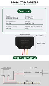 Greeson Hot Bán 12V 3A 36 wát <span class=keywords><strong>LED</strong></span> ánh sáng thay đổi độ sáng chuyển đổi cảm ứng điều khiển cảm biến thông minh phòng tắm gương cảm ứng nhạy cảm Dimmer chuyển đổi - Product Image 5