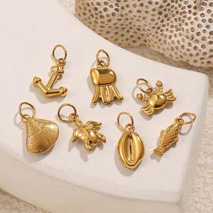 Colgantes de acero inoxidable con diamantes de imitación de formas mixtas para hacer collares Verano 2025 PJ566-580 - Product Image 3