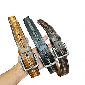 Ceinture Homme Vintage Formelle en Cuir de Vachette Véritable avec Boucle Ardillon en Acier, Motif Serpent 3D Carré, Écologique, Imperméable, Légère et Robuste - Product Image 4