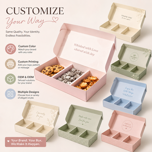 Custom Divided Cookie Packaging <b>Box</b> Custom Logo, 3 Compartment Pastry Biscuit Gift <b>Box</b> For Macaron Chocolate Snack Packaging - Product Image 4