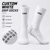 Chaussettes de football antidérapantes personnalisées avec logo, respirantes, anti-transpiration, soutien de la voûte plantaire, mi-mollet, en caoutchouc, pour la vente en gros