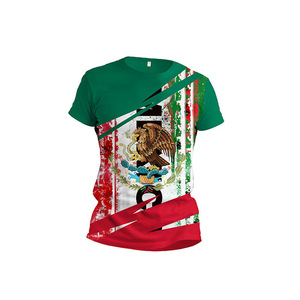 Camiseta Deportiva con Estampado Digital de la Bandera de México para Hombre, Cuello Redondo, Manga Corta, para Deportes y Juegos 2026 - Product Image 1