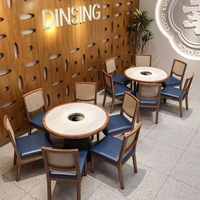 Meubles de salle à manger ronds de luxe pour restaurants table de café et ensemble de chaises en cuir canapé de cabine en bois et en métal pour restaurant