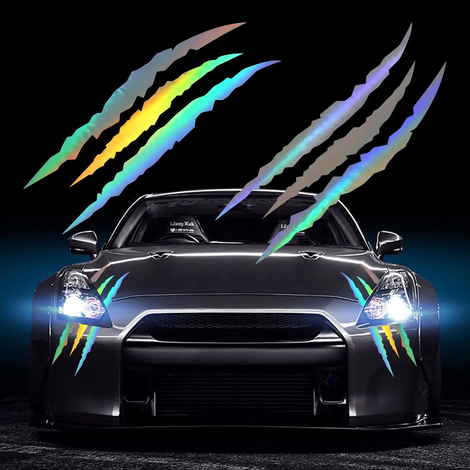 Factory Custom Logo Stripes Scratch Decal Vinyl for Sports Cars SUV Headlight Car Sticker Claw Mark Decals for Cars