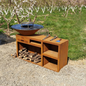 Barbecue d'extérieur en acier Corten, brasero en acier Corten - Product Image 3
