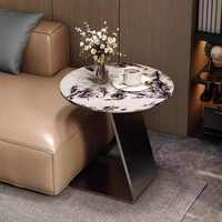 Table basse moderne de luxe italienne pour la maison, petite table en acier inoxydable, style minimaliste en marbre, table d'appoint pour canapé