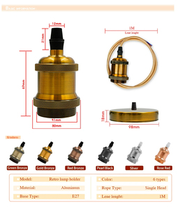 E27 Aluminum Lamp Holder Screw <strong>Bulb</strong> <strong>Light</strong> <strong>Socket</strong> CE Certified AC 165-265V for DIY Pendant <strong>Light</strong> Fittings - Product Image 2