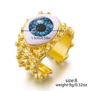 Bagues œil turc plaqué or, style européen et américain, tendance, avec motif œil protecteur, uniques et audacieuses, pour cadeau de fête - Product Image 6