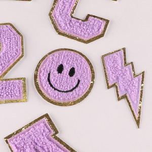 Set di 38 Glitter viola ferro-on <span class=keywords><strong>Patch</strong></span> Varsity tessuto ciniglia lettere <span class=keywords><strong>Patch</strong></span> con paillettes per la decorazione del cappello - Product Image 3