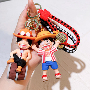 Vente en gros de porte-clés en caoutchouc 3D Anime <span class=keywords><strong>Luffy</strong></span>, porte-clés en PVC silicone, jouet cadeau - Product Image 5