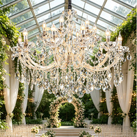 Lustre en cristal transparent brillant, style bougie européenne, lampe suspendue artistique pour salle de mariage, villa, banquet, décoration intérieure