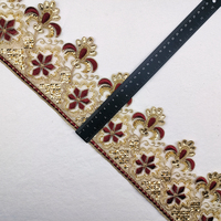 Belles Strass Fleur Dentelle Bordure Or Maille Noir Blanc Brodé Perlé Paillettes Dentelle Garniture Pour Robe De Mariée