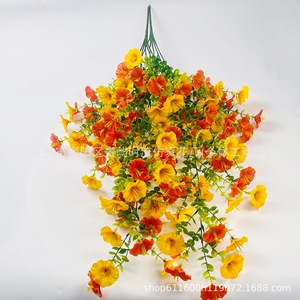 Fleurs artificielles Shiliu en soie, eucalyptus et gloire du matin, bicolores orange et jaune, pour mariage, extérieur et maison - Product Image 4