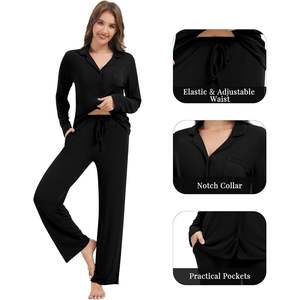 Conjunto de Pijama Personalizado para Mujer, Manga Larga, Botones, Pantalones de Pijama Suaves y Acanalados, Ropa de Dormir Cálida, Tallas S a XXL - Product Image 3