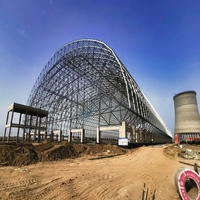 Structure en acier industrielle à ossature spatiale, grande portée, toit arqué, hangar de stockage de charbon