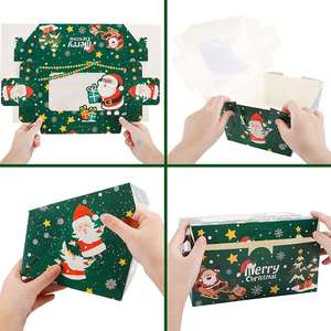 36pcs <b>Christmas</b> Cookie <b>Boxes</b> Bakery Treat Gift Box with Window for Pastries Cupcakes Candy and Party Favor 8.3x5.9x3.7 Inches - Product Image 4