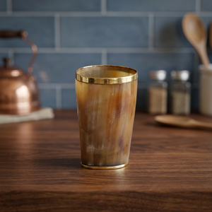 Rustic Style Solid Logo Horn Glass Mug Handmade Eco-Friendly Large Capacity Dishwasher Microwave Safe Customizable Design - Product Image 1