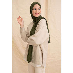 Bufanda de Algodón Color Caqui, Tejido Liso, Textil para el Hogar, Estilo Sencillo, 50g - Product Image 5