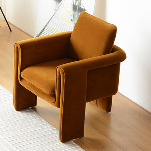 Chaises en velours tissu confortable bleu marine fauteuils de chambre à coucher de lecture pour le salon côté fauteuil moderne nordique - Product Image 4