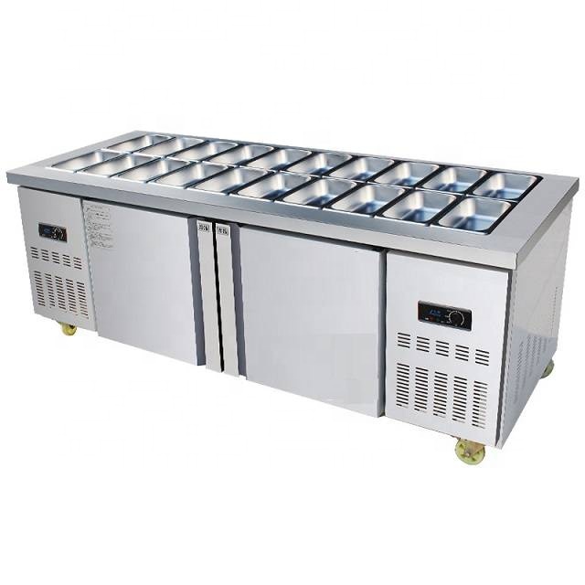 Горизонтальный дисплей из нержавеющей стали с выдвижным ящиком для морозильной камеры, оборудование для бара для салата