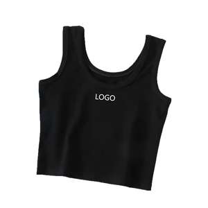 سترة رياضية نسائية قصيرة من ALOIDE بياقة قوسية مضلعة ومحبوكة، قميص بدون أكمام قطني مسامي للياقة البدنية - Product Image 5