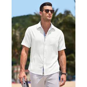 2025 <b>Men's</b> <b>Linen</b> <b>Shirts</b> Summer Button Down Casual Beach Hawaiian with Pocket Short Sleeve 6XL Size ODM Supply - Product Image 3