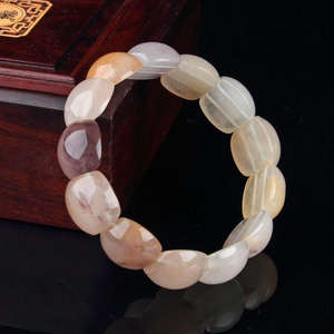 กำไลหยกเขียวธรรมชาติร้อยลูกปัดเชือกยางยืดหลากสี กำไลหยกทรงสูงแบบไม้ไผ่สำหรับผู้หญิง เครื่องประดับคุณภาพสูง ขายส่ง - Product Image 2