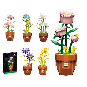 Jouet en plastique d'intérieur multi-types pour enfants, cadeau, DIY, bouquet de fleurs artificielles à assembler, fleurs de bonsaï, blocs de construction de modèles - Product Image 1