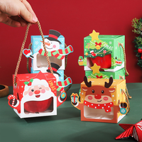 Boîte d'emballage de Noël personnalisée pour pommes, boîte d'emballage de Noël 3D Père Noël et rennes, boîte avec poignée en corde pour cadeaux de fêtes