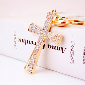 Crystal Key Chains Women Purse Charms for Handbags Crystal Cross Pendant with Key Rings Crystal Rhinestone Keychain Charms Cross