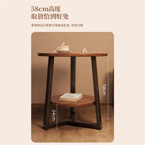 Table basse moderne en bois en forme de trèfle à quatre feuilles avec rangement, table d'appoint pour salon, petit appartement, chambre ou balcon - Product Image 3