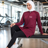 Ensemble de sport islamique modeste surdimensionné Zaynab pour femmes, séchage rapide, anti-transpiration, avec hijab assorti, vêtements de sport musulmans